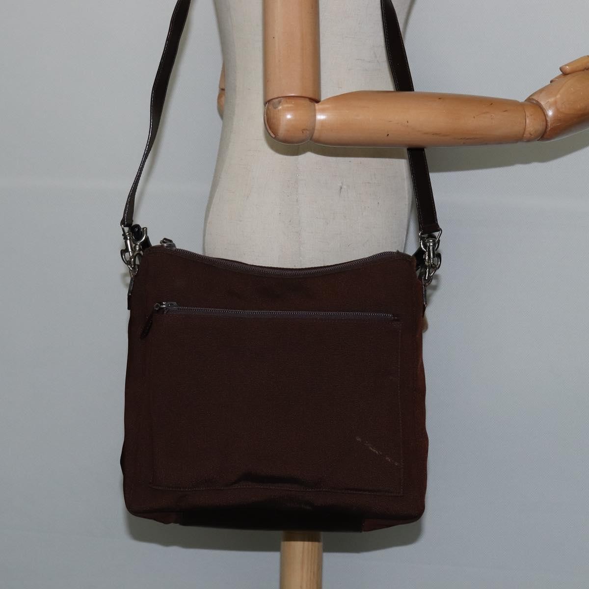 Gucci Vintage Bamboo Handle Bag Nylon, BROWN, NYLON, Handbag