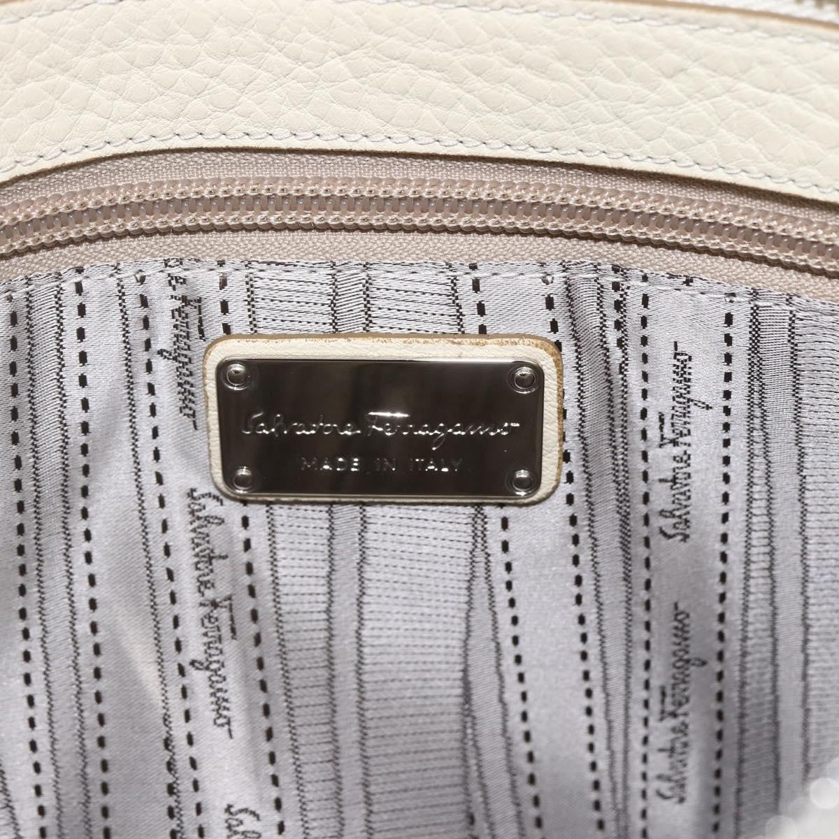 Salvatore Ferragamo Gancini Shoulder Bag Leather, WHITE, LEATHER, Shoulder bag