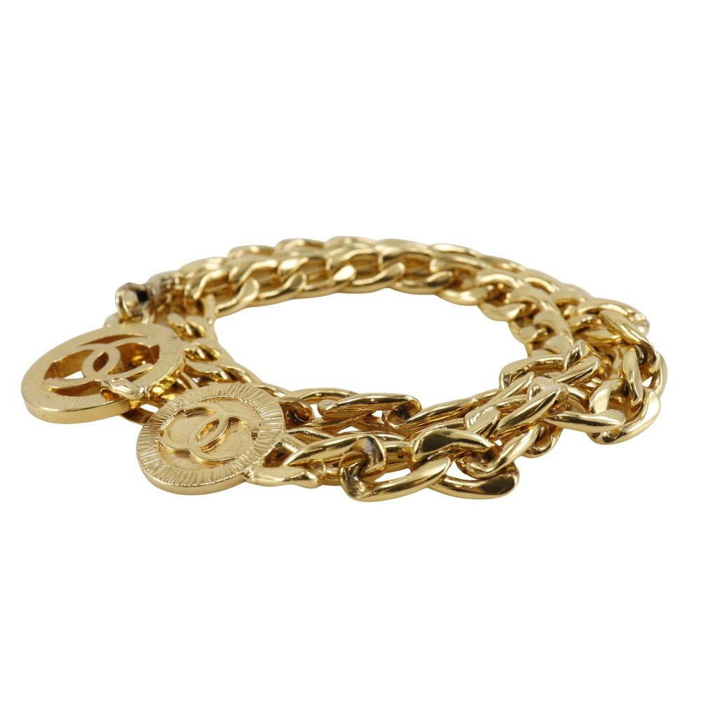 Chanel Vintage CC Chain Belt Metal and Leather, GOLD, GOLD_PLATED, Belts