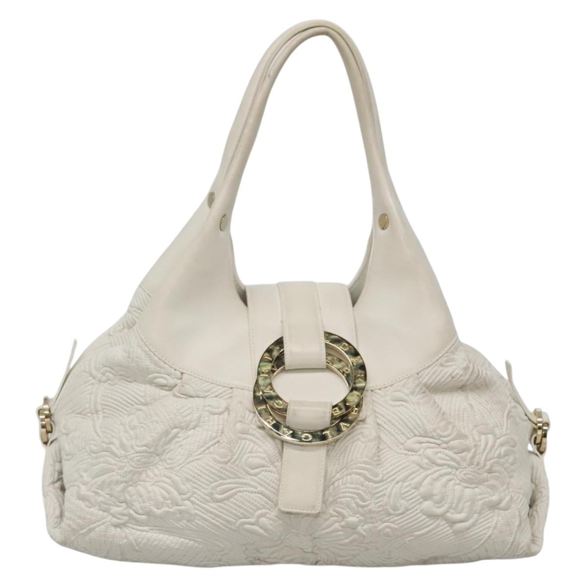 Bvlgari Chandra Hobo Leather, White, Leather, Handbag