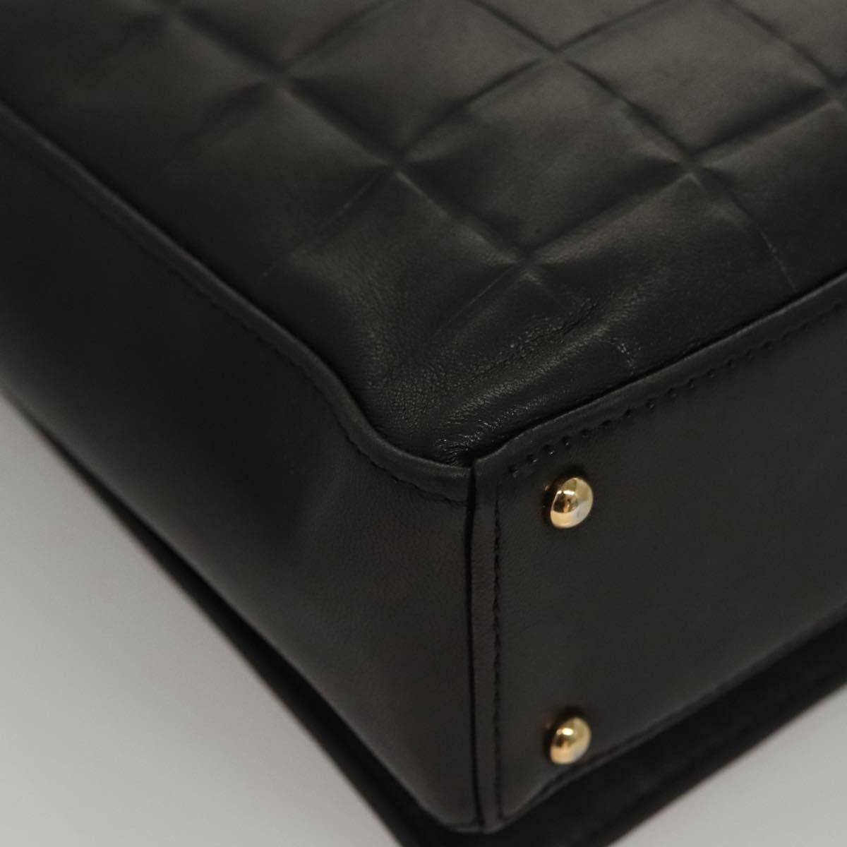 Chanel Chocolate Bar CC Shoulder Bag Quilted Leather, Black, Leather, Shoulder Bag