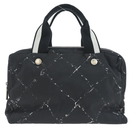 Chanel Travel Line Boston Bag Printed Nylon, BLACK, NYLON, Handbag