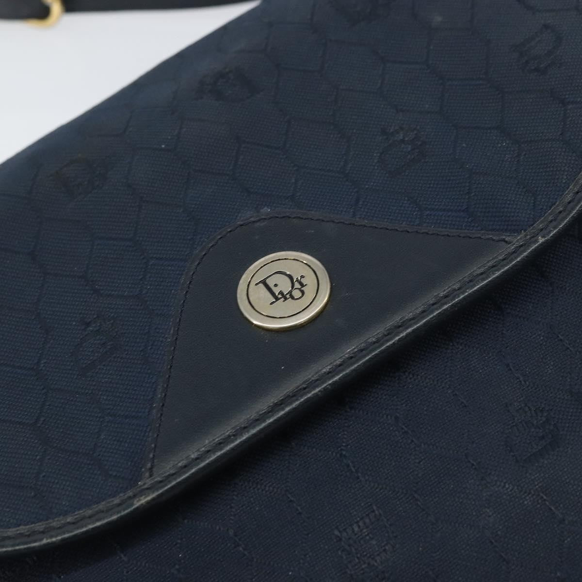 Christian Dior Vintage Honeycomb Shoulder Bag Canvas, NAVY, CANVAS, Shoulder bag