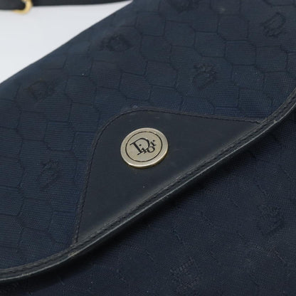 Christian Dior Vintage Honeycomb Shoulder Bag Canvas, NAVY, CANVAS, Shoulder bag