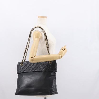 Chanel Chain Tote Leather, Black, Leather, Handbag