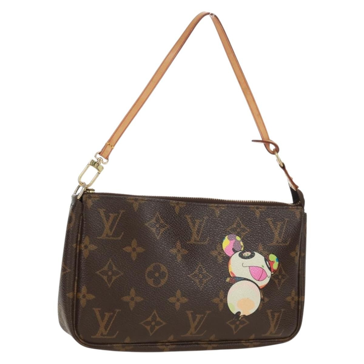 Louis Vuitton Pochette Accessoires Limited Edition Monogram Murakami Panda, BROWN, CANVAS, Clutche & pouche