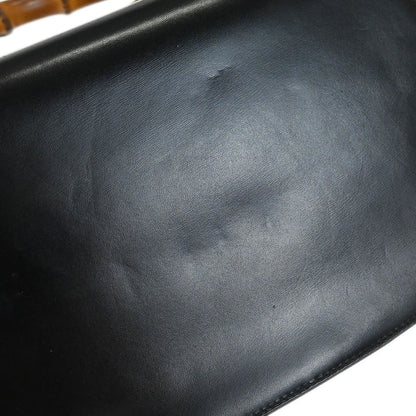 Gucci Vintage Bamboo Top Handle Bag Leather, BLACK, LEATHER, Handbag