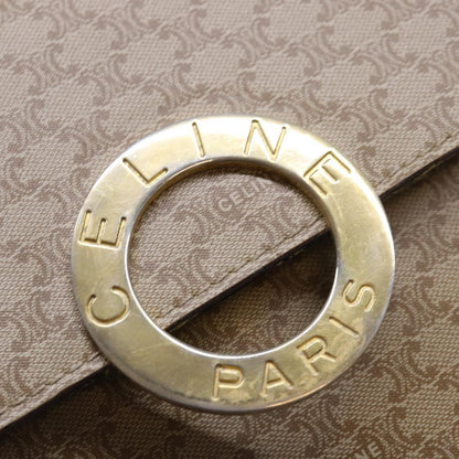 Celine Vintage Macadam Circle Logo Shoulder Bag Canvas and Leather, Beige, Canvas, Shoulder Bag
