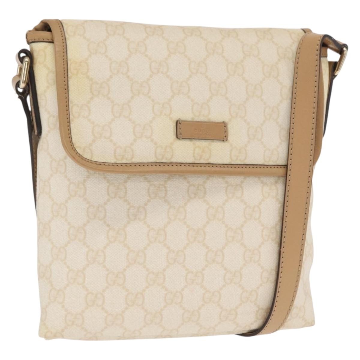 Gucci Flap Messenger GG Coated Canvas, WHITE, PVC, Shoulder bag