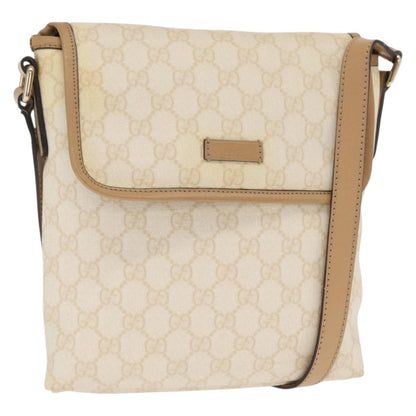 Gucci Flap Messenger GG Coated Canvas, WHITE, PVC, Shoulder bag