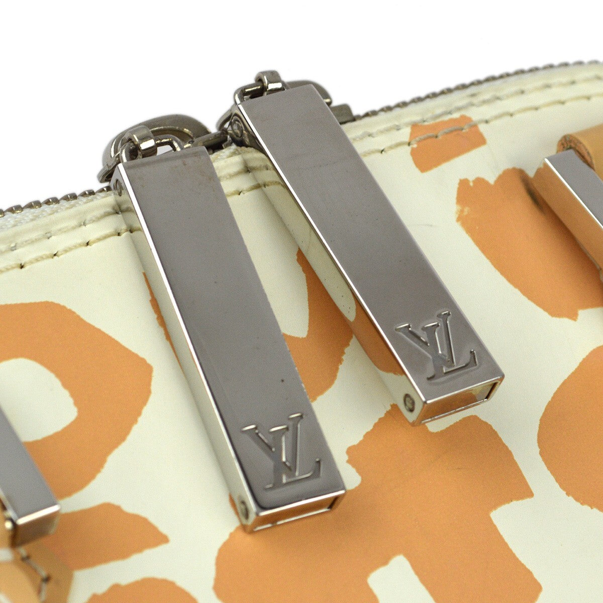 Louis Vuitton Alma Handbag Limited Edition Graffiti Leather, Beige, Leather, Handbag