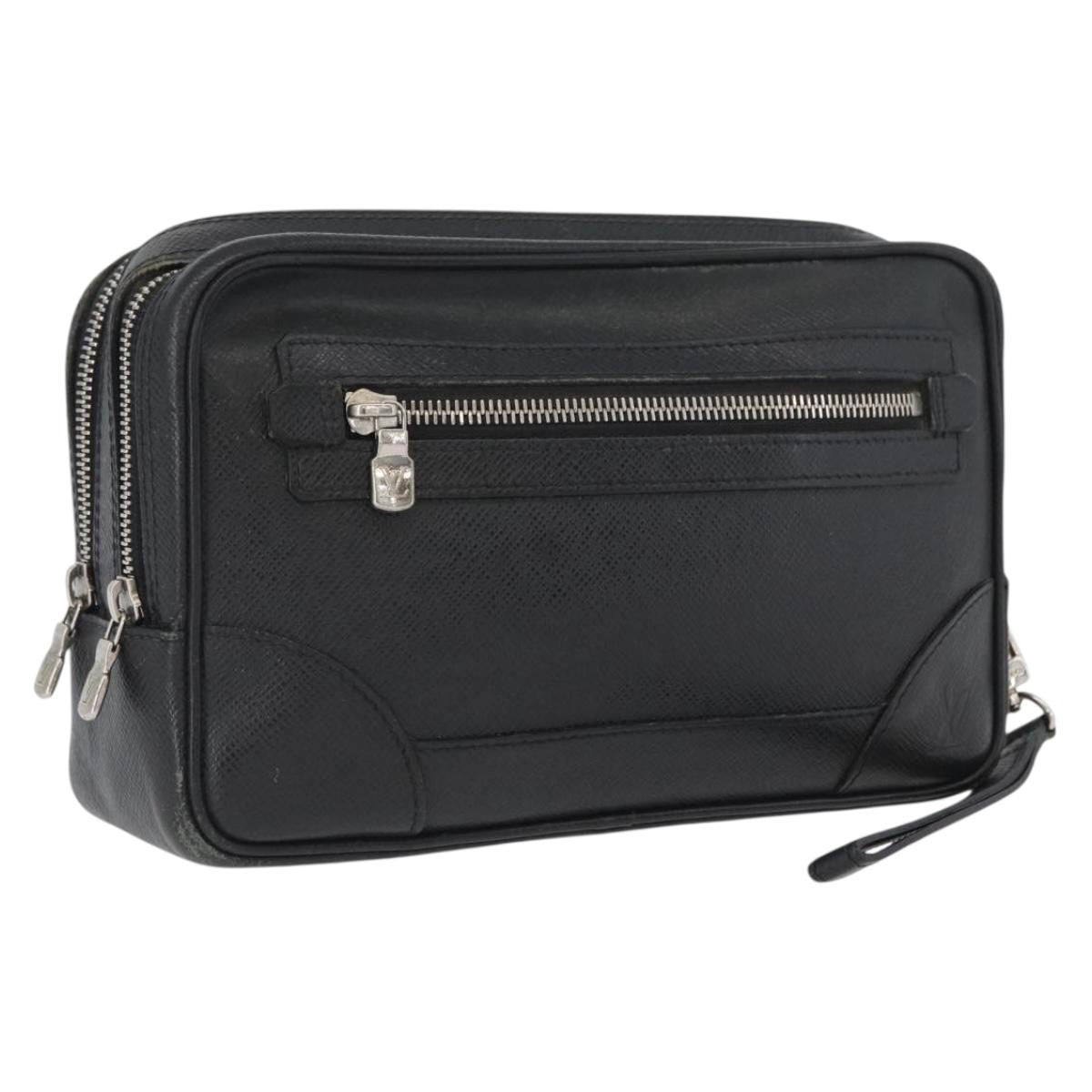 Louis Vuitton Pavel Handbag Taiga Leather, BLACK, LEATHER, Clutche & pouche