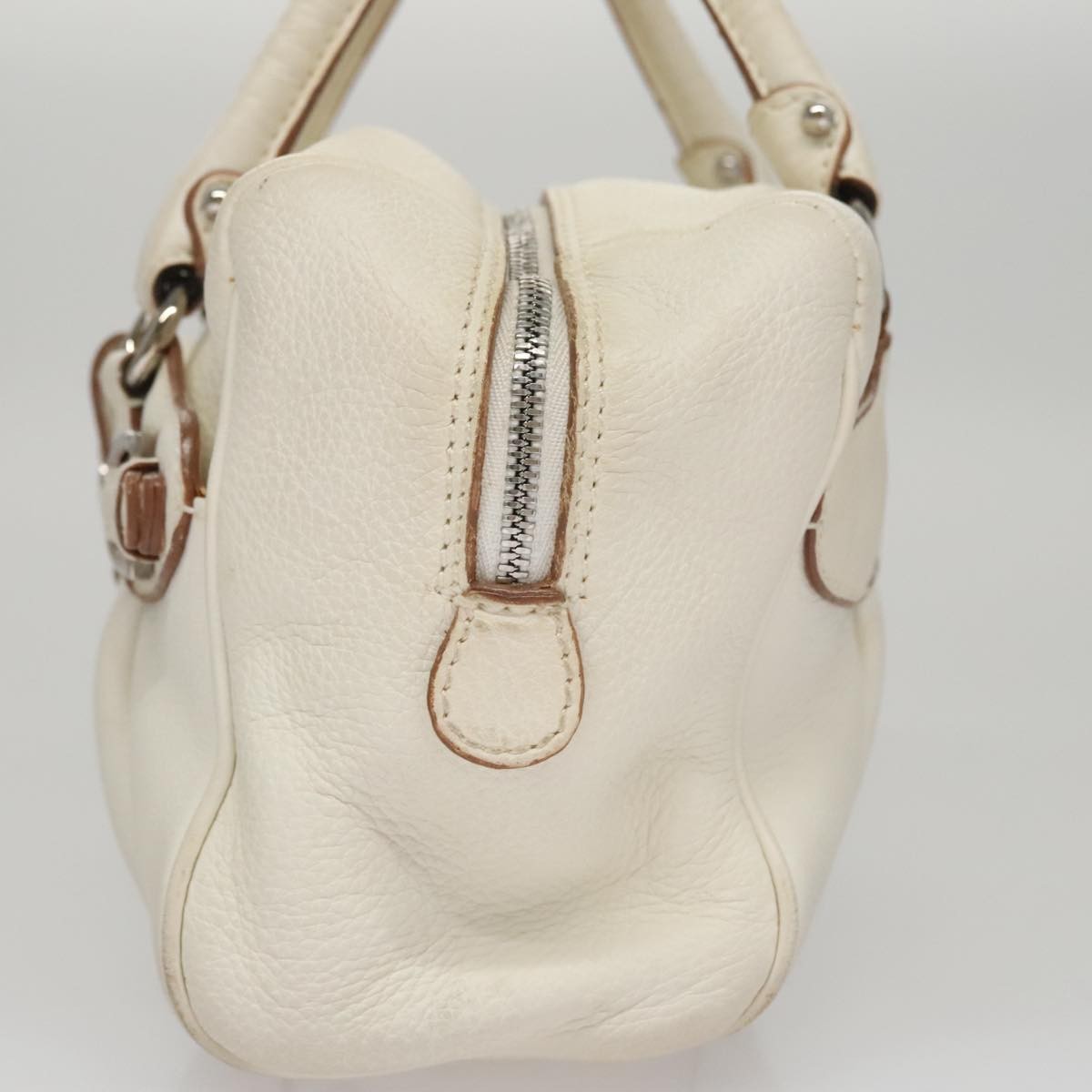 Salvatore Ferragamo Gancini handbag Leather, WHITE, LEATHER, Handbag
