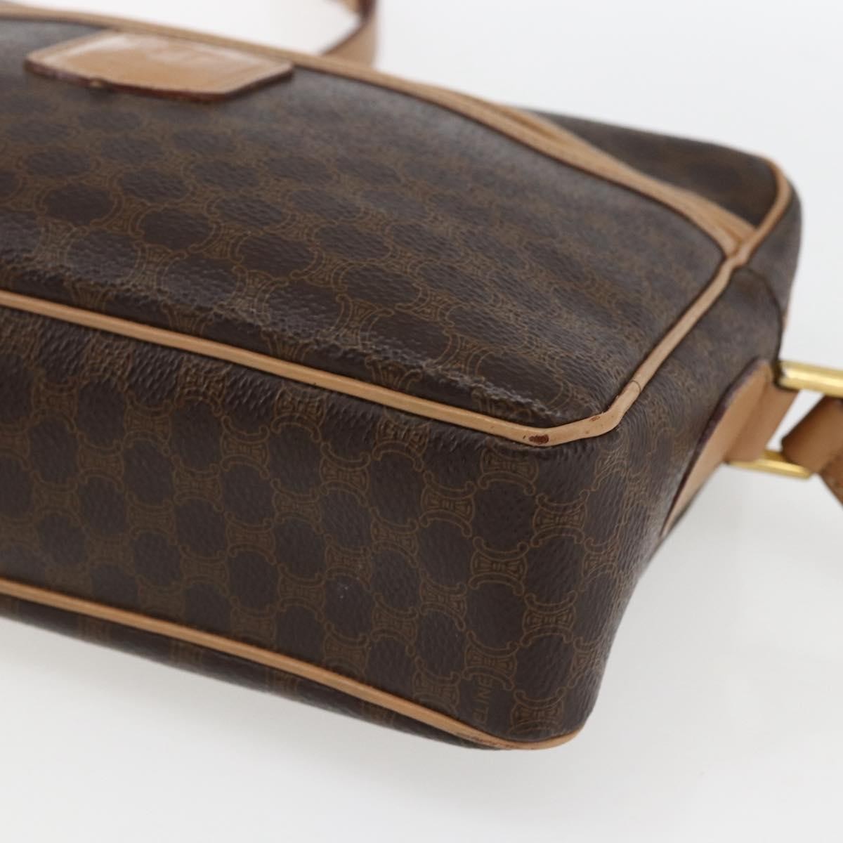 Celine Vintage Macadam Shoulder Bag Canvas and Leather, BROWN, CANVAS, Shoulder bag