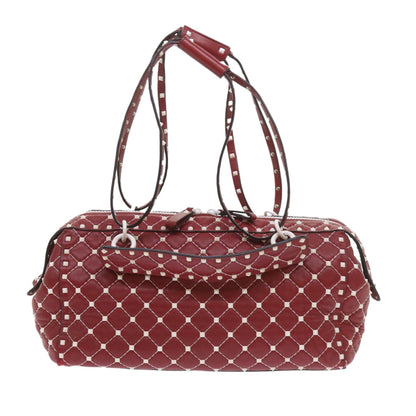 Valentino Garavani Free Rockstud Spike Duffle Bag Quilted Leather, RED, LEATHER, Travel bag