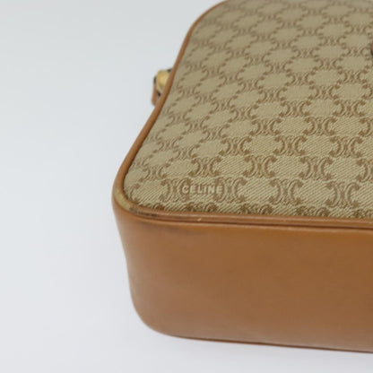 Celine Vintage Macadam Shoulder Bag Canvas and Leather, Beige, Canvas, Shoulder Bag