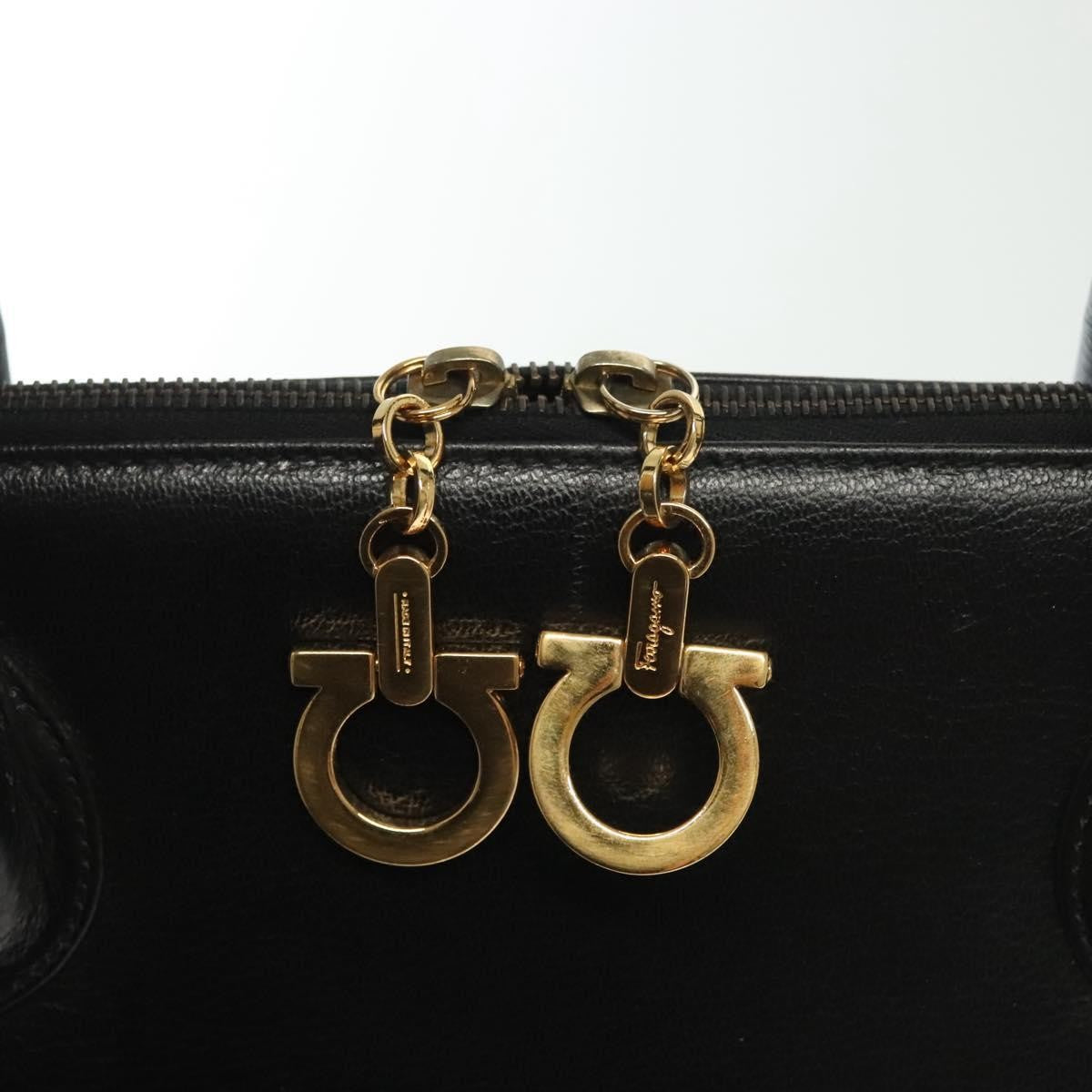 Salvatore Ferragamo Convertible Dome Gancini Leather, BLACK, LEATHER, Handbag