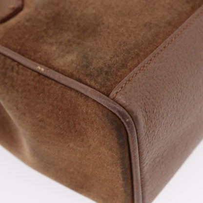 Gucci Vintage Bamboo Front Pocket Tote Suede, BROWN, SUEDE, Handbag