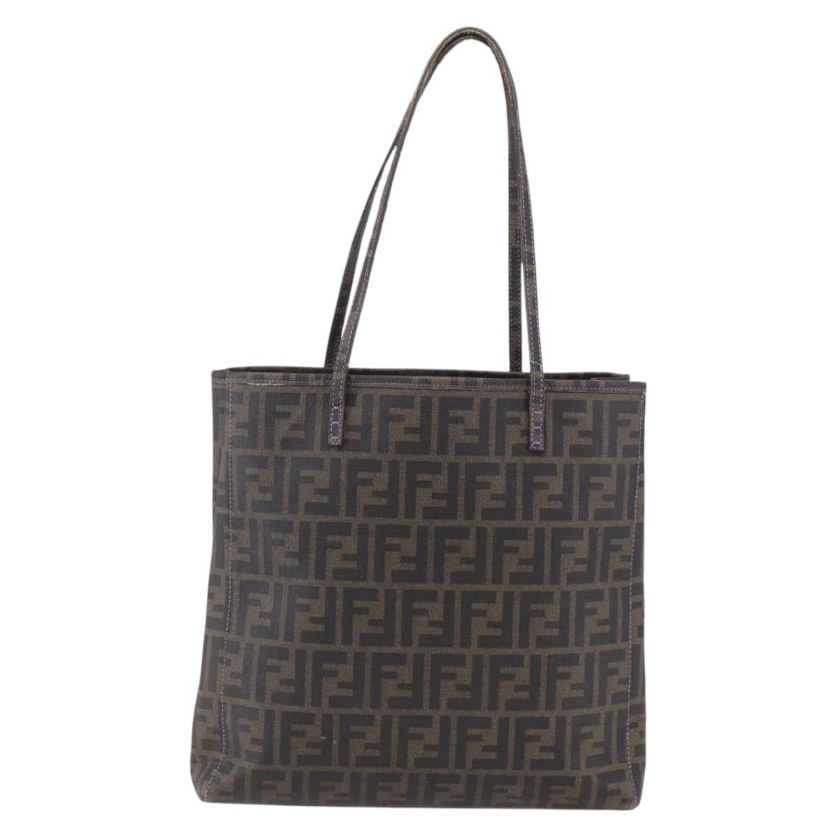 Fendi Compartment Shopping Tote Zucca Coated Canvas, BLACK, PVC, Tote bag
