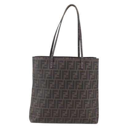 Fendi Compartment Shopping Tote Zucca Coated Canvas, BLACK, PVC, Tote bag