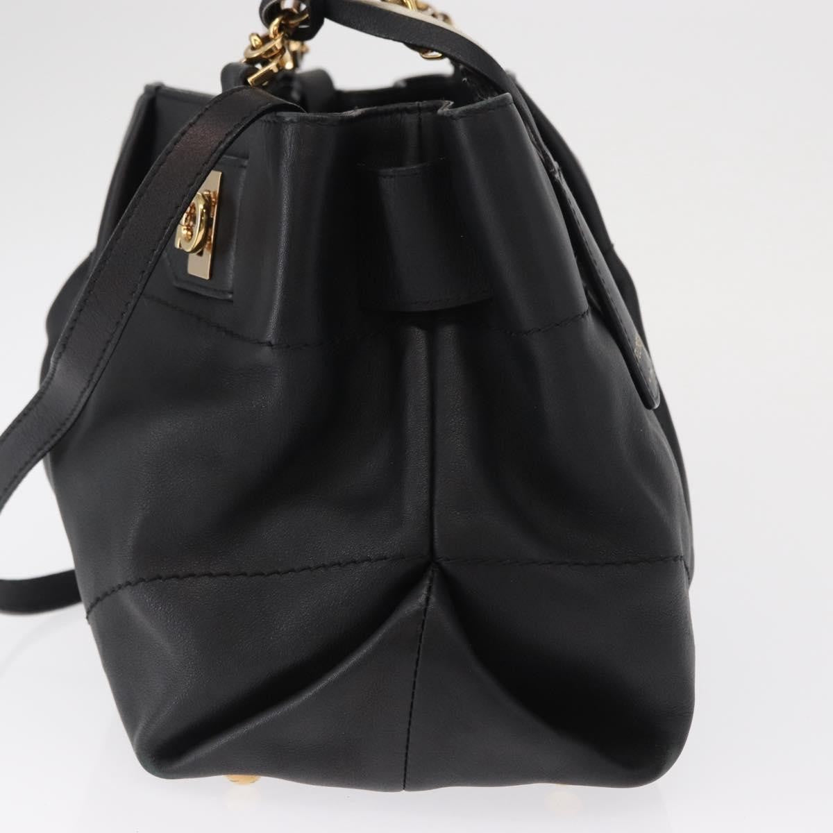Salvatore Ferragamo W Chain Tote Leather, BLACK, LEATHER, Tote bag