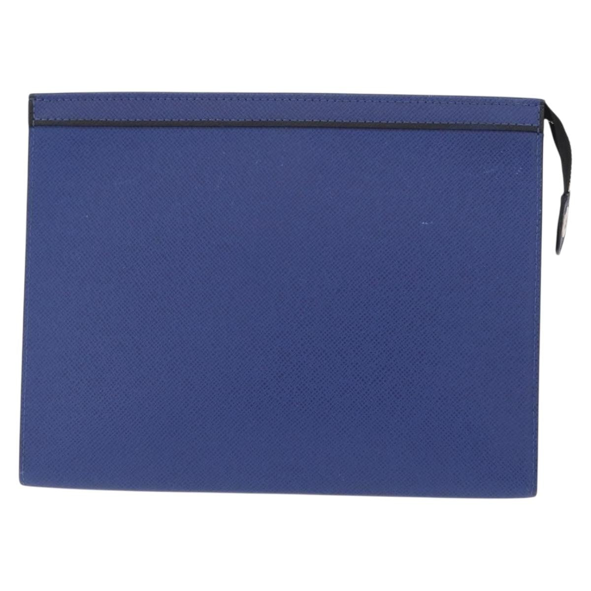 Louis Vuitton Pochette Voyage Taiga Leather, Blue, Leather, Clutch