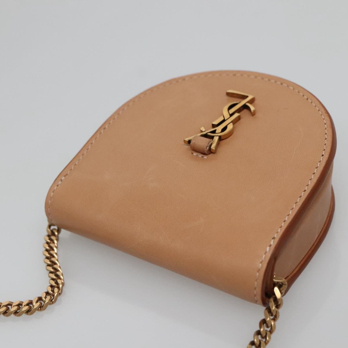 Saint Laurent Le K Chain Crossbody Bag Leather, BEIGE, LEATHER, Crossbody bag