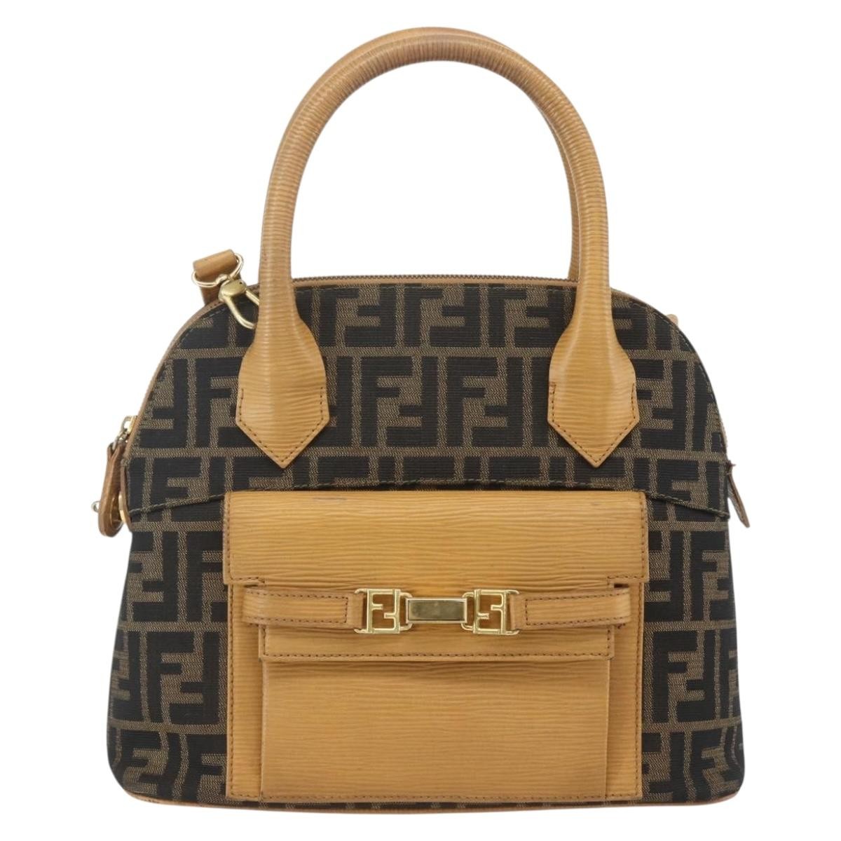 Fendi Vintage Zucca Handbag Zucca, BROWN, CANVAS, Handbag