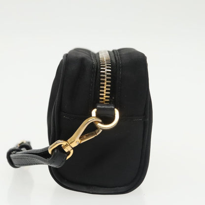 Prada Wristlet Zip Pouch Tessuto, BLACK, NYLON, Clutche & pouche
