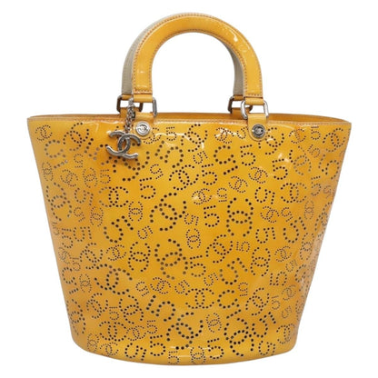 Chanel CC No.5 Shopping Tote Perforated Patent, YELLOW, PATENT_LEATHER, Tote bag