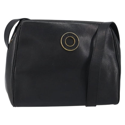 Celine Circle Logo Shoulder Bag Leather, BLACK, LEATHER, Shoulder bag