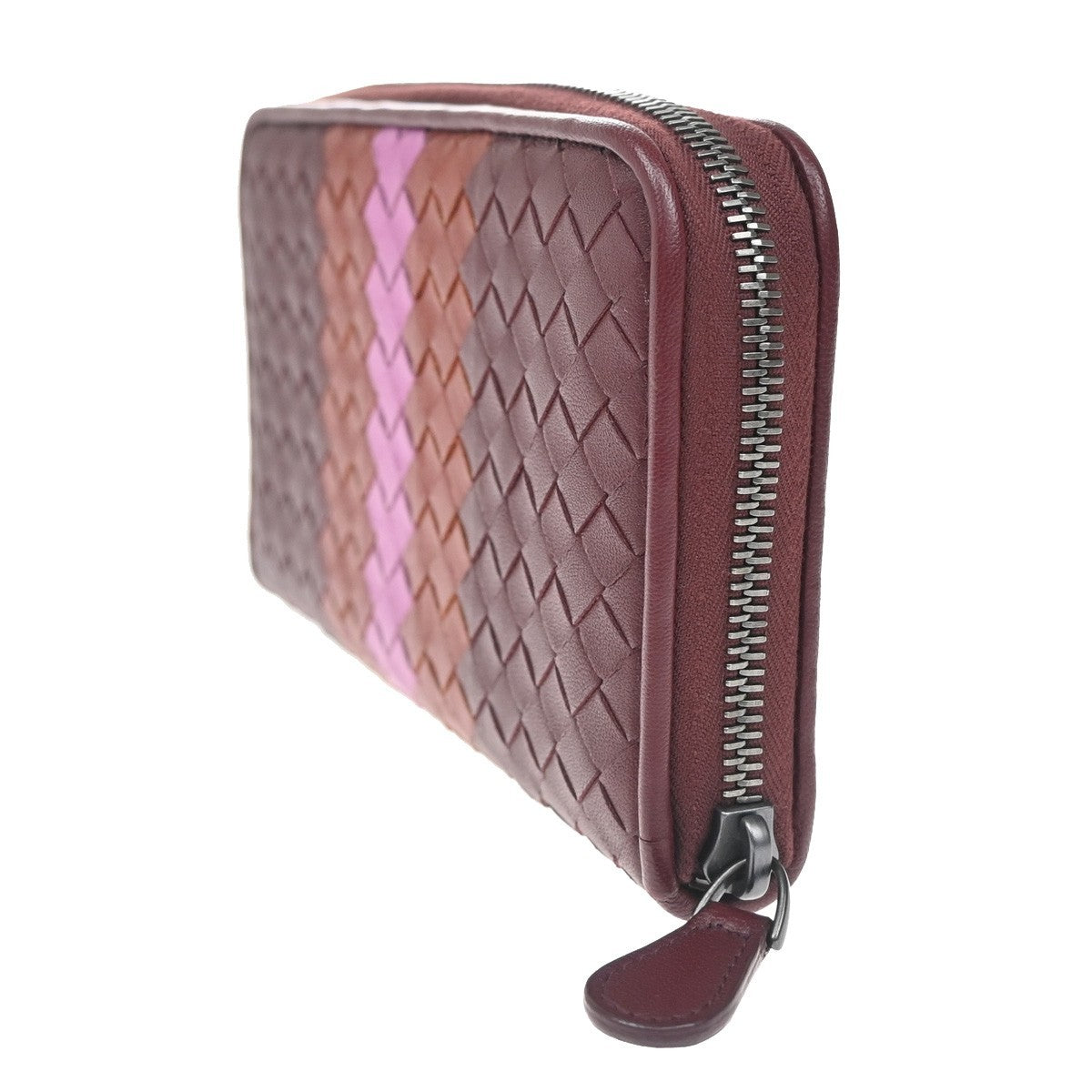 Bottega Veneta Intrecciato Long Zip  Wallet Leather, BURGUNDY, LEATHER, Wallets