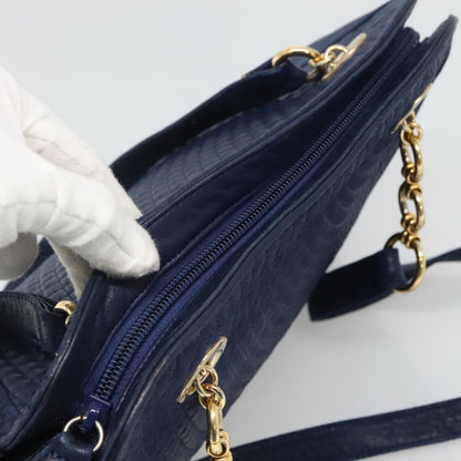 Bally Vintage Shoulder Bag Leather, NAVY, LEATHER, Shoulder bag