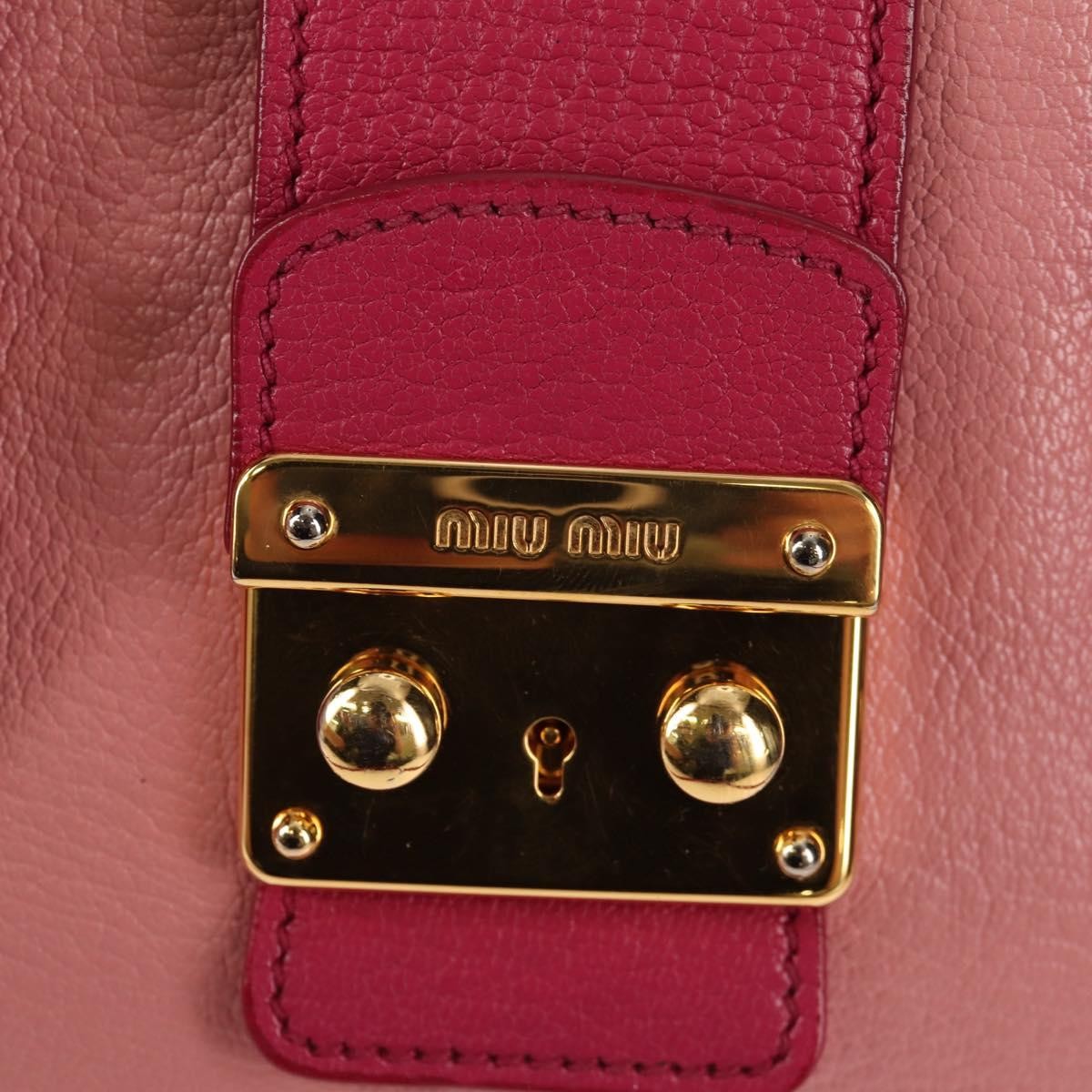 Miu Miu Madras Convertible Lock Tote Leather, PINK, LEATHER, Handbag