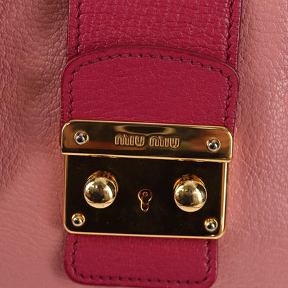 Miu Miu Madras Convertible Lock Tote Leather, PINK, LEATHER, Handbag