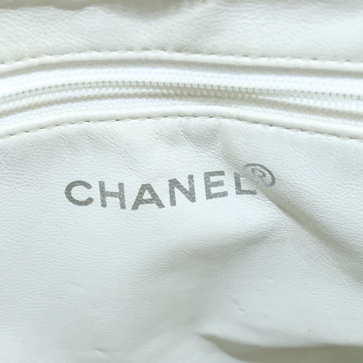 Chanel Vintage CC Zip Around Bowler Bag Quilted Caviar, WHITE, LEATHER, Tote bag