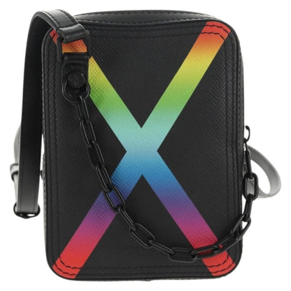 Louis Vuitton Danube Messenger Bag Rainbow Taiga Leather, BLACK, LEATHER, Crossbody bag