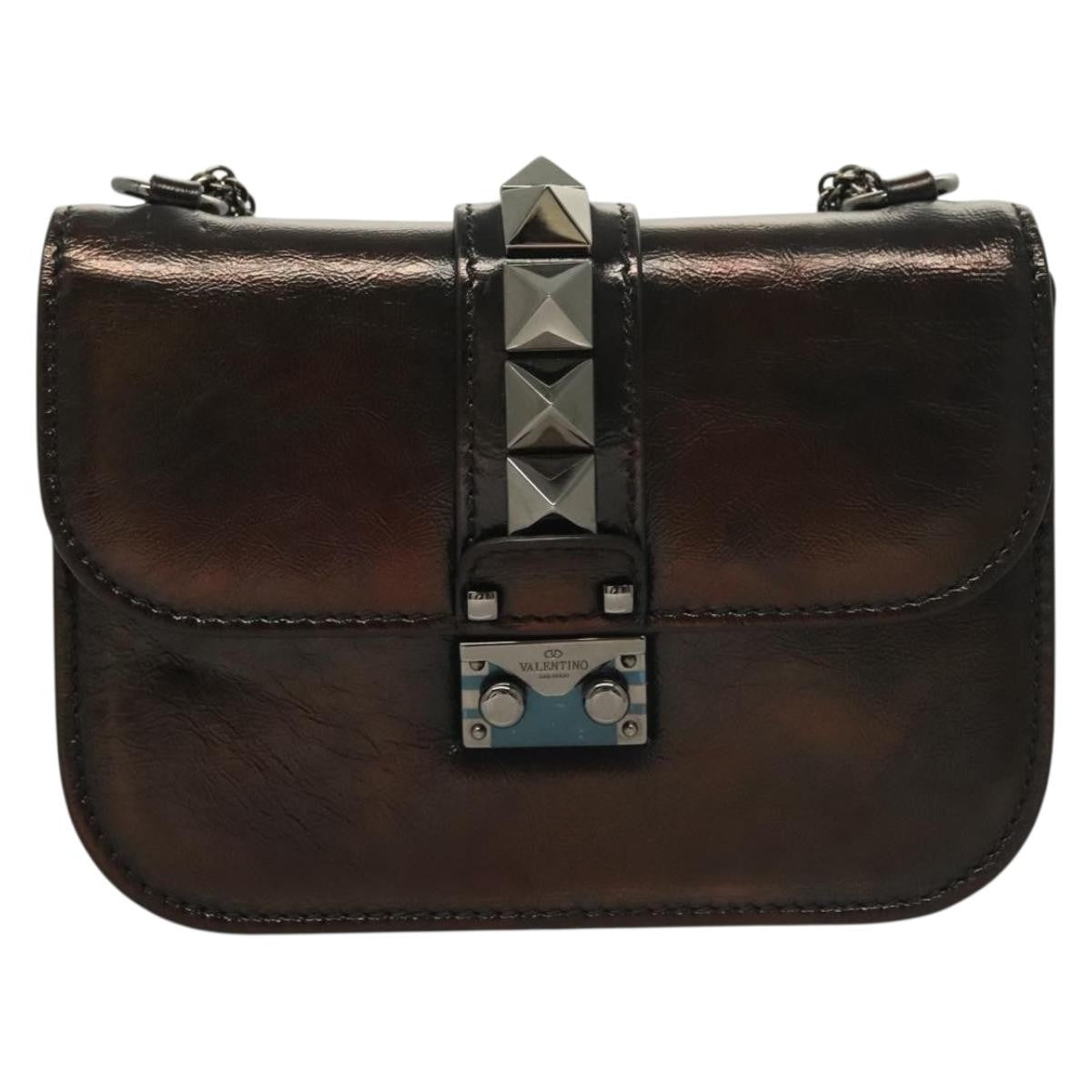 Valentino Garavani Glam Lock Shoulder Bag Leather, BROWN, LEATHER, Shoulder bag