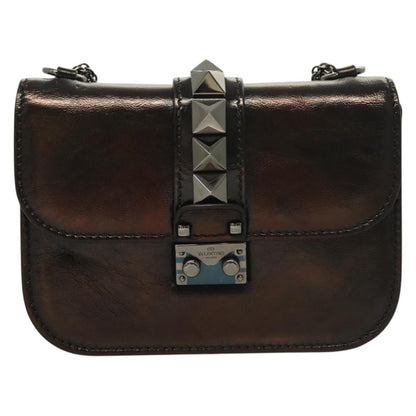 Valentino Garavani Glam Lock Shoulder Bag Leather, BROWN, LEATHER, Shoulder bag