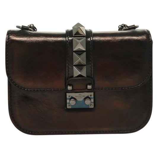 Valentino Garavani Glam Lock Shoulder Bag Leather, BROWN, LEATHER, Shoulder bag