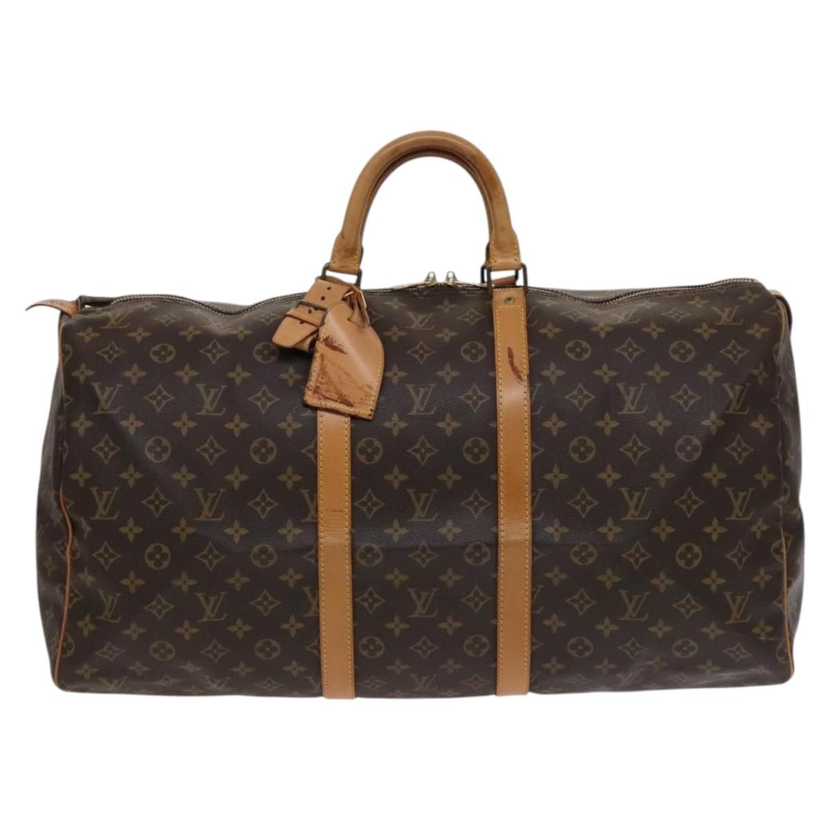 Louis Vuitton Keepall Bag Monogram Canvas, BROWN, CANVAS, Travel bag