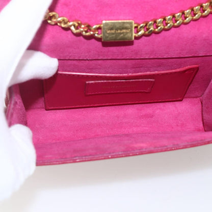Saint Laurent Classic Monogram Crossbody Bag Grainy Leather, RED, LEATHER, Clutche & pouche