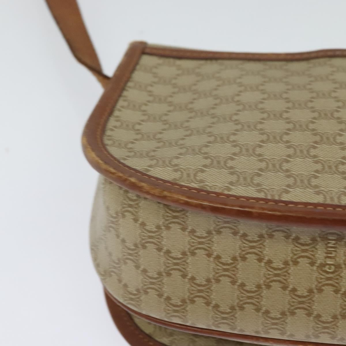Celine Vintage Macadam Shoulder Bag Canvas and Leather, Beige, Canvas, Shoulder Bag