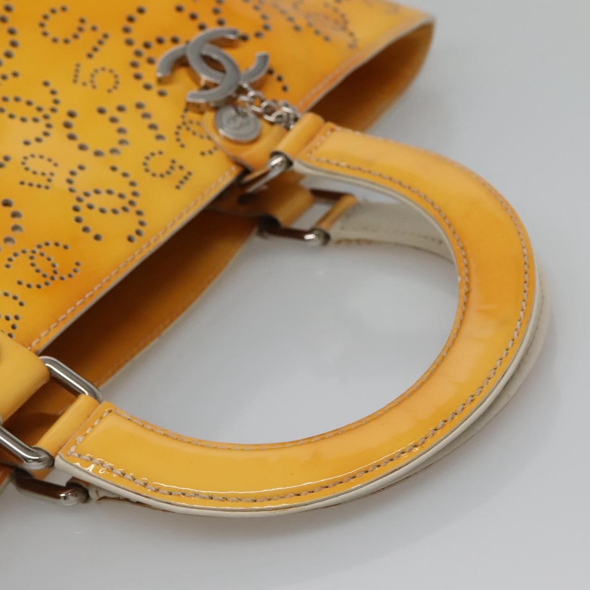 Chanel CC No.5 Shopping Tote Perforated Patent, YELLOW, PATENT_LEATHER, Tote bag