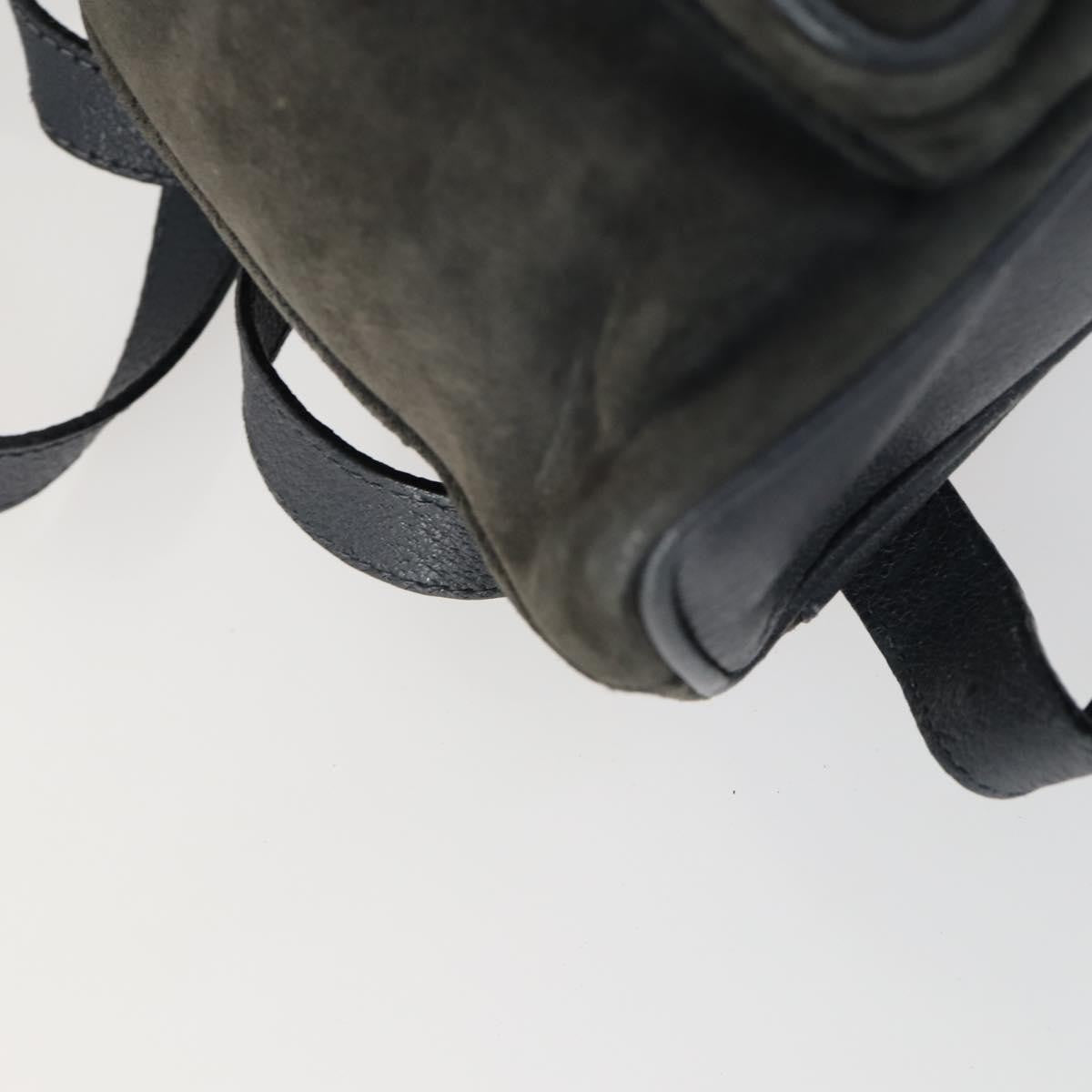 Gucci Vintage Bamboo Backpack Suede, NAVY, SUEDE, Backpack