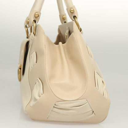 Salvatore Ferragamo Gancini Shoulder Bag Leather, BEIGE, LEATHER, Shoulder bag
