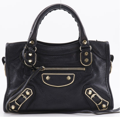Balenciaga City Classic Metallic Edge Bag Leather, Black, Leather, Handbag