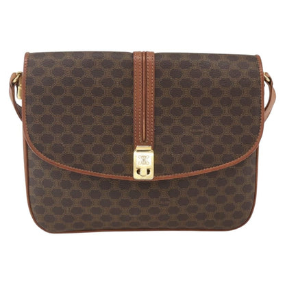 Celine Vintage Macadam Shoulder Bag Canvas and Leather, BROWN, CANVAS, Shoulder bag
