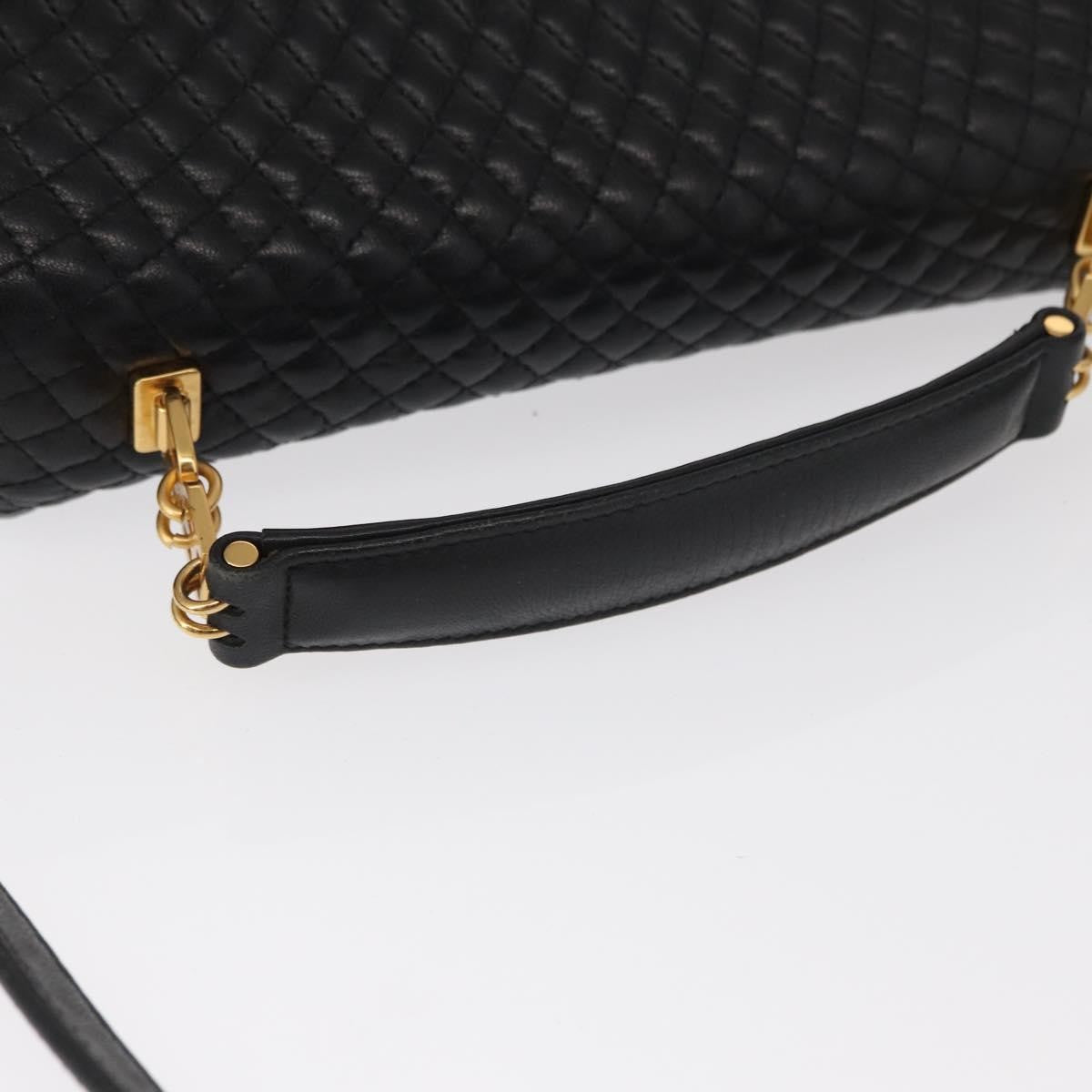 Bally Vintage Handbag Quilted Leather, BLACK, LEATHER, Handbag