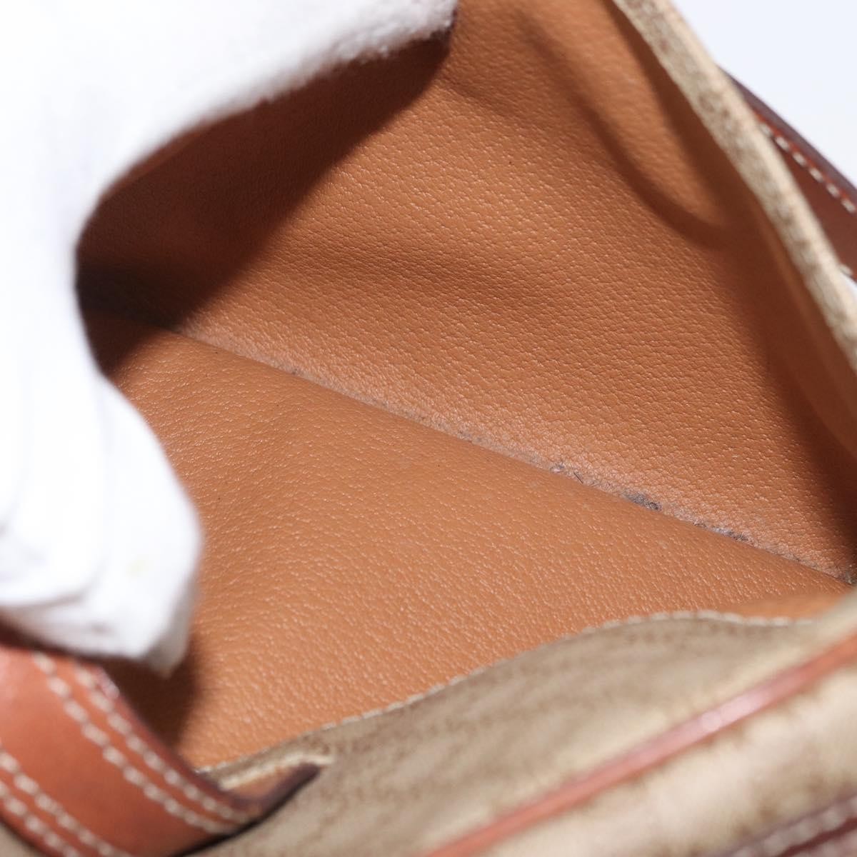 Celine Vintage Macadam Shoulder Bag Canvas and Leather, BEIGE, CANVAS, Shoulder bag
